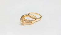 Diamond Square Double Ring (14K).