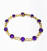 Amethyst & Intertwined Heart Bracelet (14K).