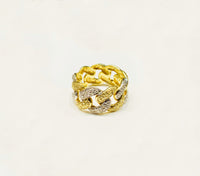 Diamond Two-Tone Miami Cuban Ring (10K).