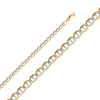Two-tone Solid Flat Mariner Bracelet (14K)