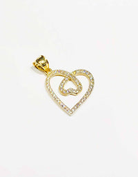 Double Heart in one CZ Pendant (14K)