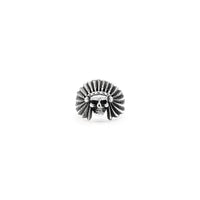 Antique-Finish Indian Chief Skull Ring (Silver) front - Popular Jewelry - New York