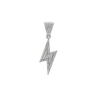 Iced-Out Lightning Bolt Pendant (Silver) front - Popular Jewelry - New York