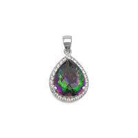 Mystic Fire Teardrop Halo Pendant (Silver) front - Popular Jewelry - New York