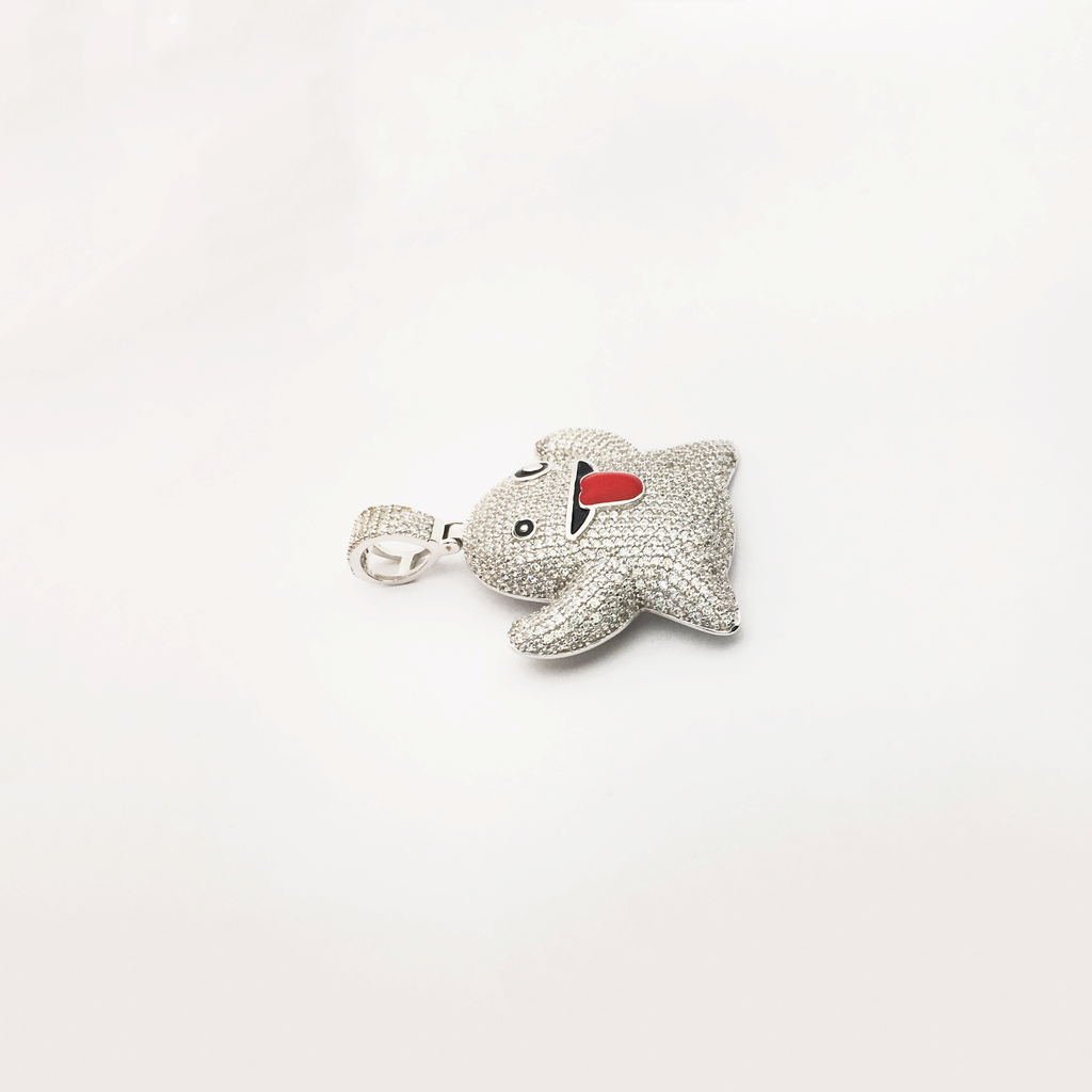 Ghost Emoji Iced-Out Pendant (Silver) – Popular J