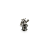 Windmill Antique Finish Pendant (Silver) front - Popular Jewelry - New York