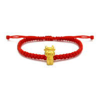 Little Ox Chinese Zodiac Red String Bracelet (24K) front - Popular Jewelry - New York