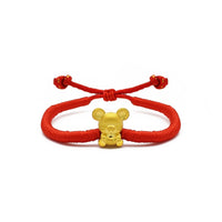 Lovely Rat with Ingot Chinese Zodiac Red String Bracelet (24K) front - Popular Jewelry - New York