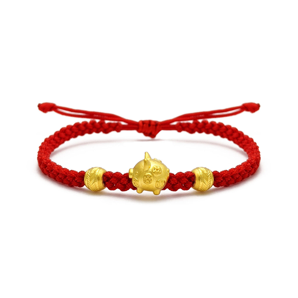 Lucky Pig Chinese Zodiac Red String Bracelet (24K) – Popular J