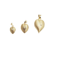 Brushed Puffy Heart Pendant (14K)