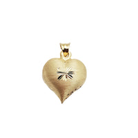Brushed Puffy Heart Pendant (14K)