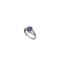 Oval Tanzanite With Sparkling CZ Ring (Silver)