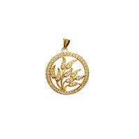 Round CZ Wheat Pendant (14K)