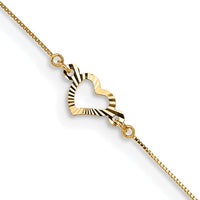 Triple Heart Anklet Bracelet (14K).