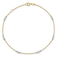 Two Tone Bezel Anklet Bracelet (14K)