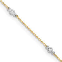 Two Tone Bezel Anklet Bracelet (14K)