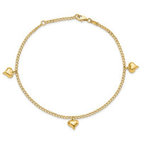 Puffy Heart Anklet Bracelet (14K).