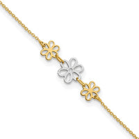 Two Tone Flower Anklet (14K)