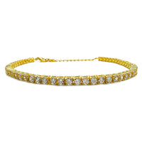 Adjustable Zirconia Tennis Bracelet (Yellow Silver) Popular Jewelry New York