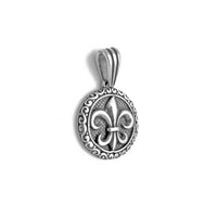 Antique-Finish Fleur de Lis Medallion Pendant (Silver) Popular Jewelry New York