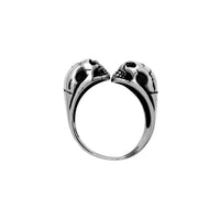 Antique-Finish Skull Heads Ring (Silver) Popular Jewelry New York
