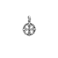 Antique Finish Fleur de Lis Cross Pendant (Silver)