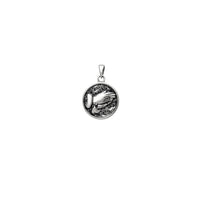 Antique-Finish Praying Hand Medallion Pendant (Silver)