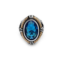 Antique Finish Oval CZ Anchor Ring (Silver) Popular Jewelry New York