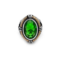 Antique Finish Oval CZ Anchor Ring (Silver)