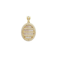 Iced-Out CZ Baguette & Round Stone Oval Shape Pendant (14K)