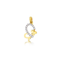 Yellow Gold CZ Butterfly Pendant (14K)