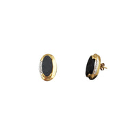 Black Onyx With Diamond Stud Earrings (14K)