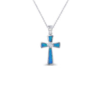 Blue Opal Cross Chain (Silver)