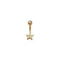 Zirconia Star Barbell Navel Ring (14K)