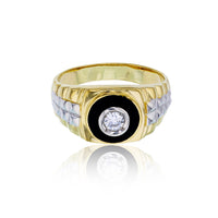 Black Onyx Bezel Jubilee Style Men's Ring (14K) Popular Jewelry New York