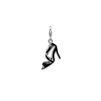 3-D Enameled Black High Heel Charm (Silver)