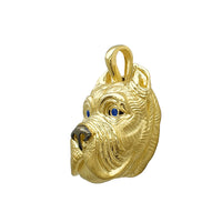 Blue-Eyes Glossy Matte Bulldog Head Pendant (14K)