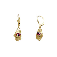 Hamsa Hand Drop Earrings (14K)