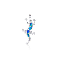 Blue Opal Lizard Pendant (Silver) Popular Jewelry New York