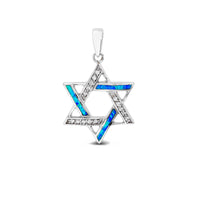 Blue Opal Star of David Pendant (Silver) Popular Jewelry New York