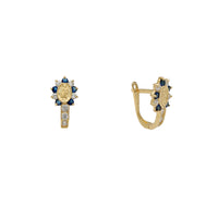 Blue Virgin Mary U-Shape Huggie Earrings (14K) Popular Jewelry New York