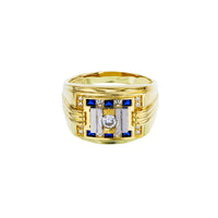 Blue & White Stone Men's Ring (14K) Popular Jewelry New York