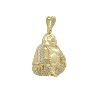 Buddha CZ Pendant (14K) 14 Karat Yellow Gold, Cubic Zirconia, Popular Jewelry New York