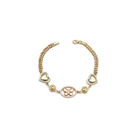 Butterfly Heart Wheat Link CZ Bracelet (14K).