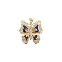 Stoneset Blue & White Winged Butterfly Pendant (14K)