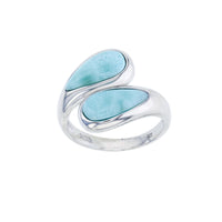 Bypass Drop Larimar Ring (Silver) Popular Jewelry New York