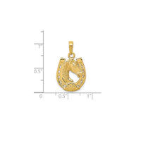 Horse Head in Horseshoe Pendant (14K)