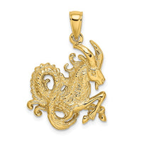 Textured Capricorn Zodiac Pendant (14K)