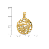 Dolphin & Sea Fauna Circle Pendant (14K)