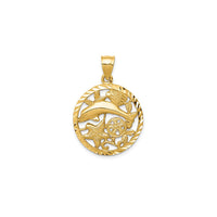 Dolphin & Sea Fauna Circle Pendant (14K)
